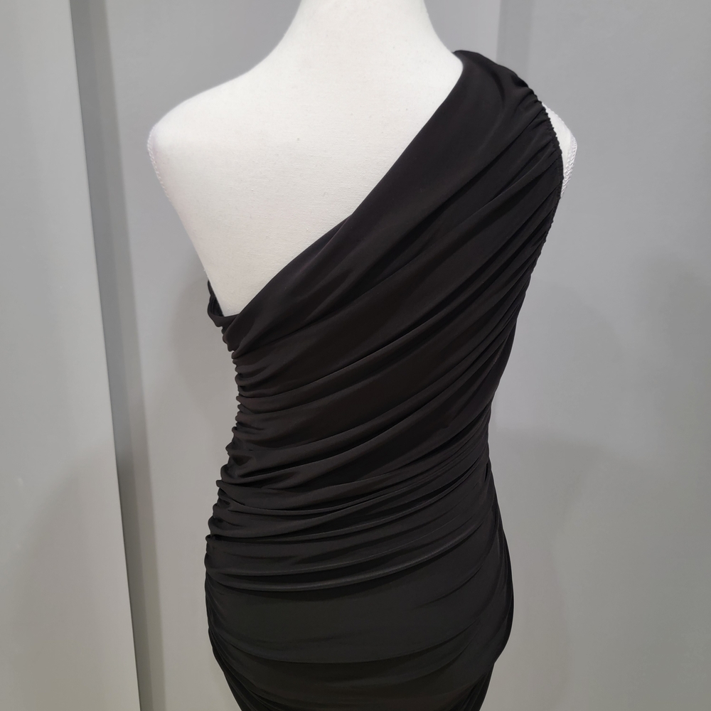 White House Black Market One-Shoulder Black Dress - Picture 6 of 7
